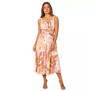 Petal & Pup Girl and the Sun Everleigh Leaf Print Midi Dress M